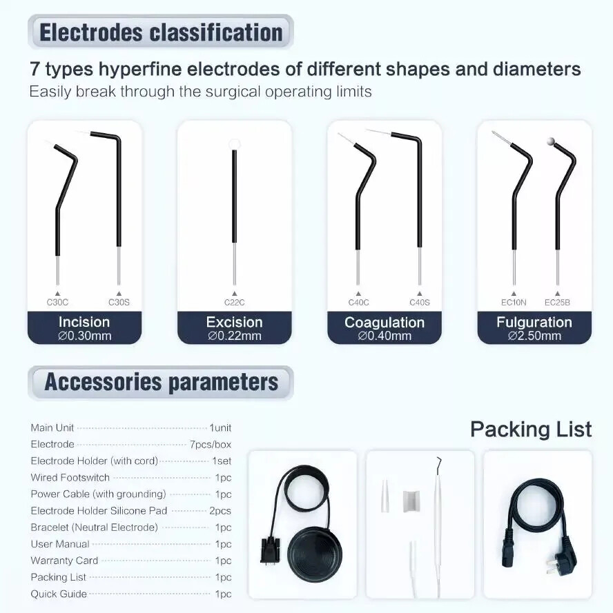 Electrosurgery Dental Cutting Unit with 7 Electrodes Tips 110v