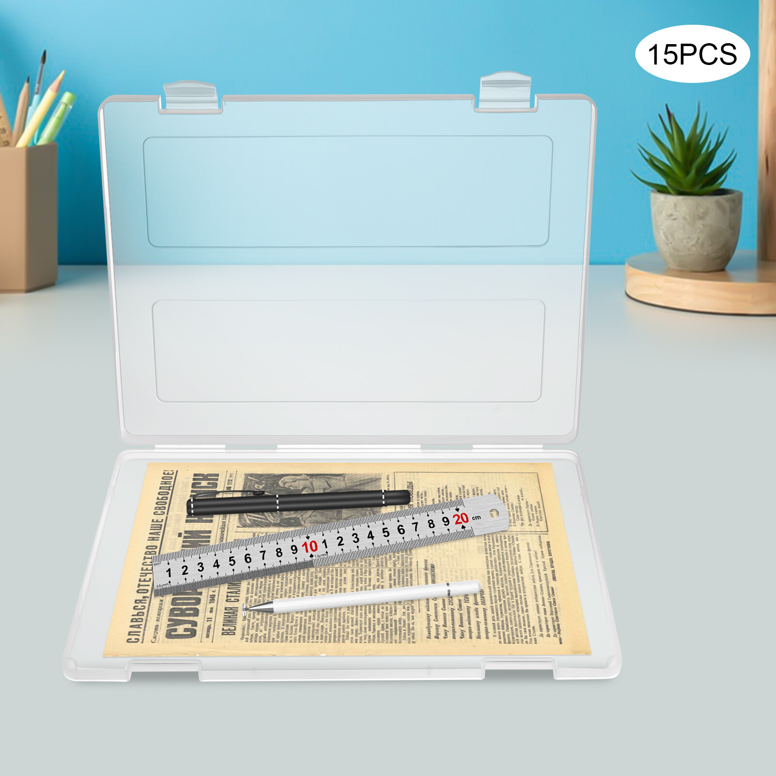 Transparent rectangular PP material portable data storage box 15 pieces NEW US