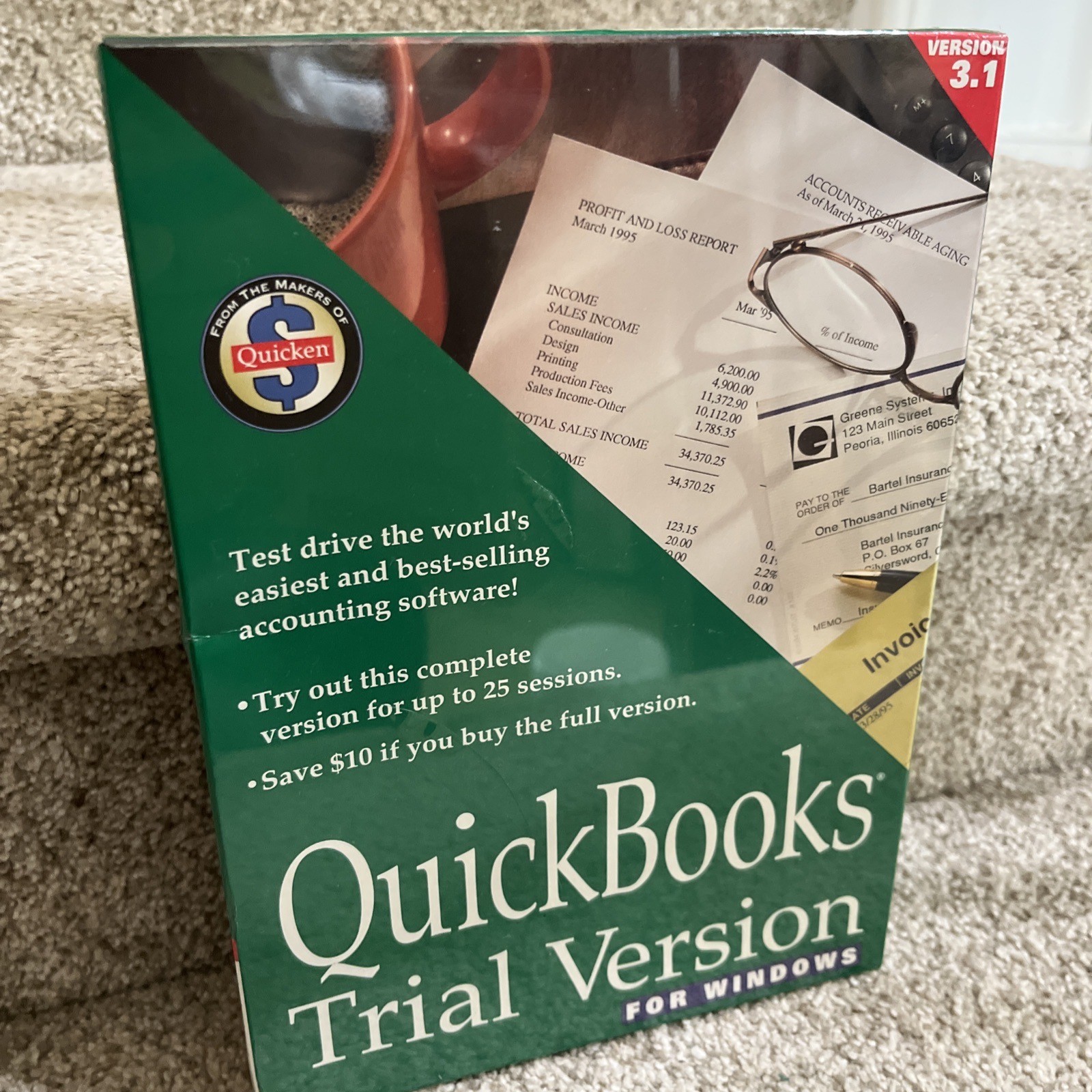 Vintage Microsoft Windows  QuickBooks Version 3.1 Trial Version