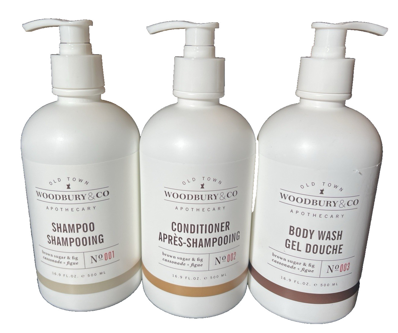 Bundle Woodbury & Co SHAMPOO CONDITIONER & BODY WASH Brown Sugar & Fig 16.9oz