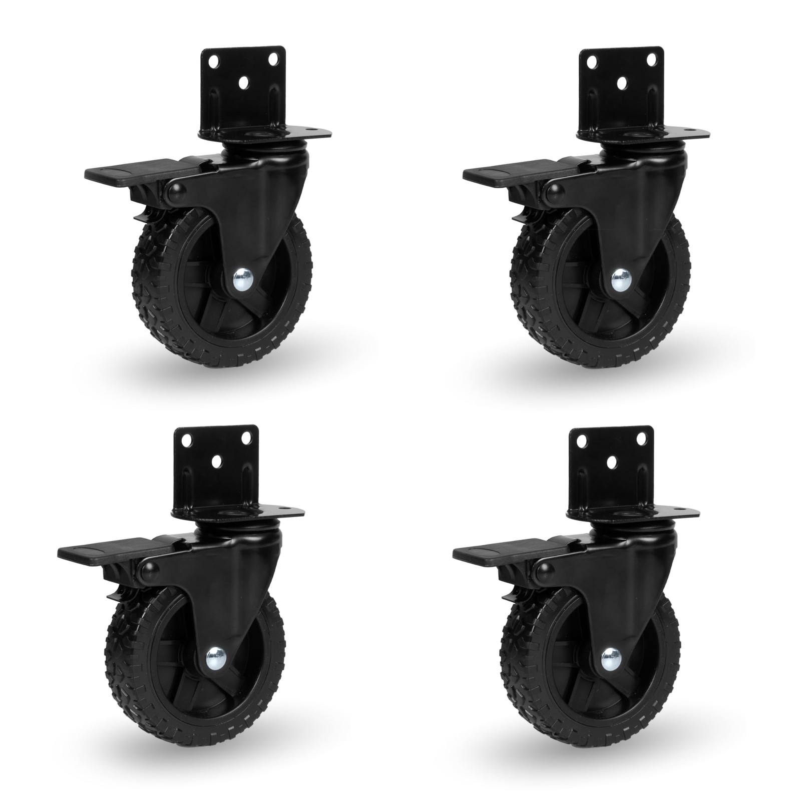 Iron Forge Side Mount Casters Set of 4 - Heavy Duty Locking Swivel Caster Wheels