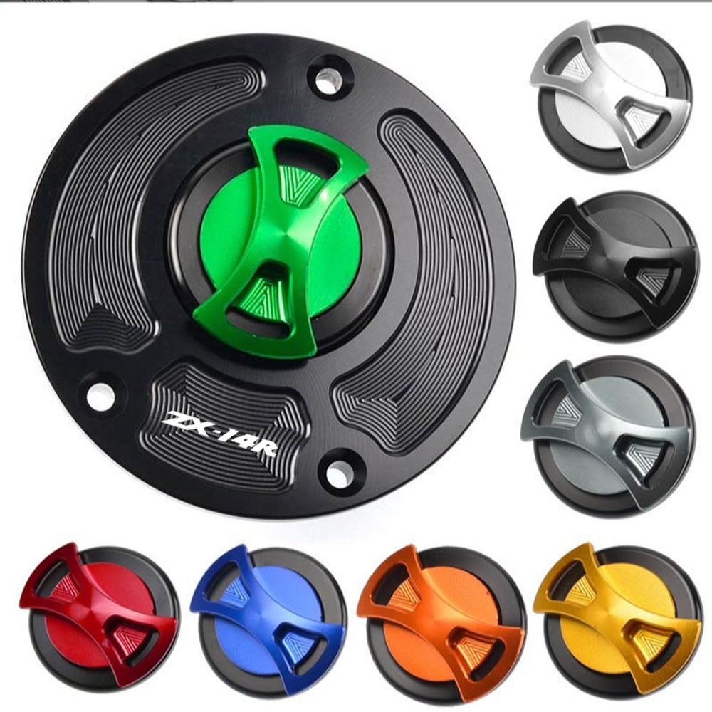 Keyless Fuel Gas Tank cap Cover For Kawasaki Ninja ZX14 ZX14R ZZR1400 2006-2016