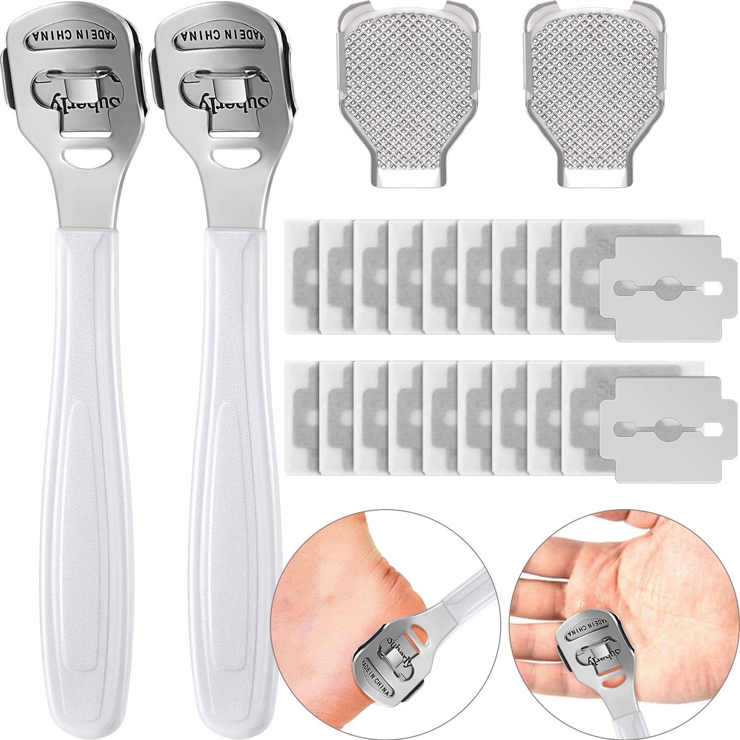 24 Pieces Callus Shaver Sets, 20 Replacement 1 Count (Pack of 1), White