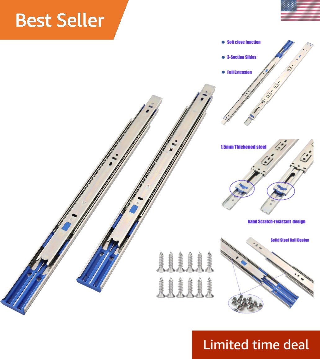 Heavy Duty 22'' Soft Close Drawer Slides - Full Extension with 10 Pairs Included