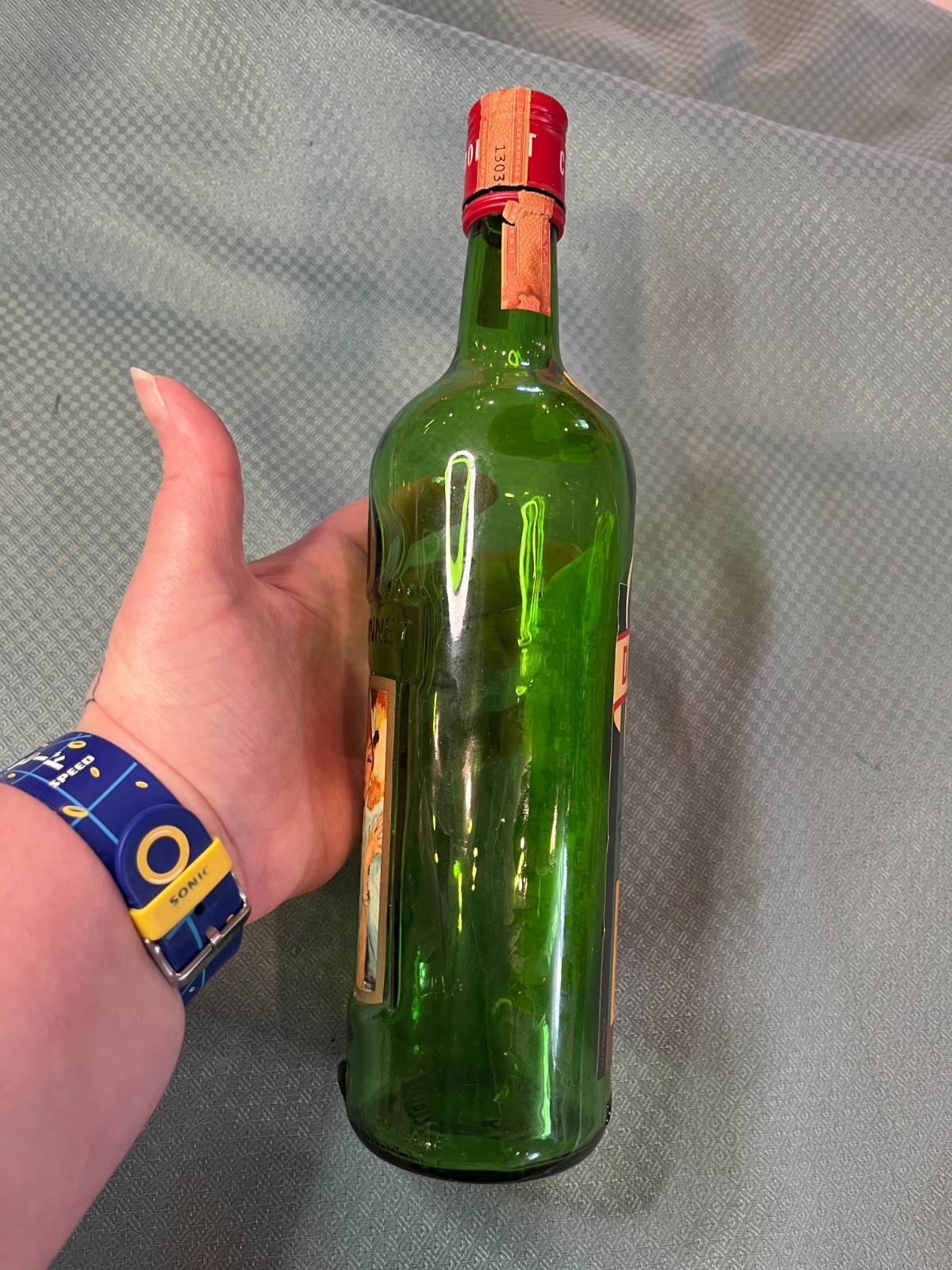 Vintage Dubonnet Decor Display Cocktail Empty Glass Bottle Green