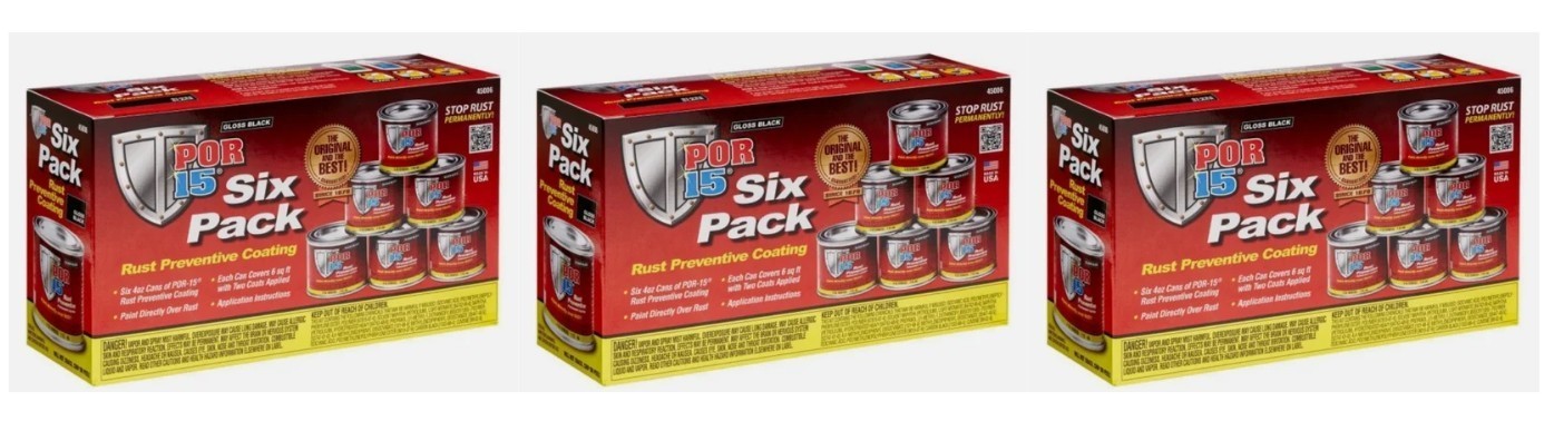 New POR-15 45006 Gloss Black Rust Preventative Coating 4 oz Each, 6Pack (3 kits)