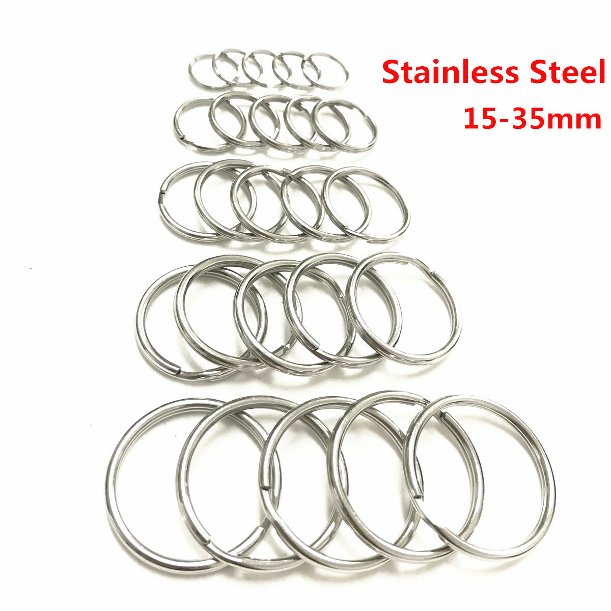 Stainless Steel Key Ring Split Rings Solid Round Wire Keyring Key chain 15-35mm