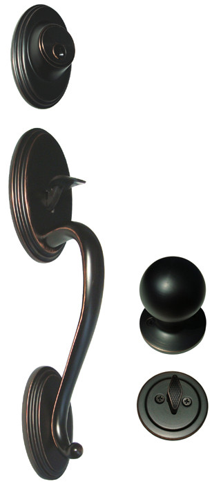 Oil Rubbed Bronze Front Door Handleset For Thick Entrance 2 1/16" round knob