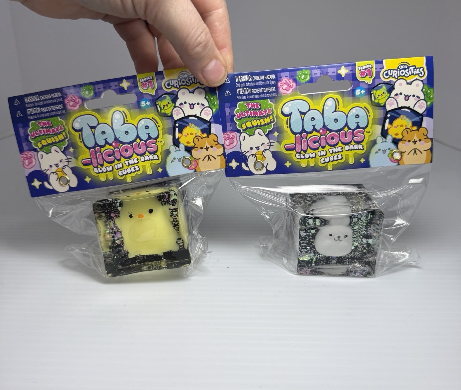 *NEW TABA Squishy Taba - licious Glow in the dark Cubes Orb Curiosities Set Of 2