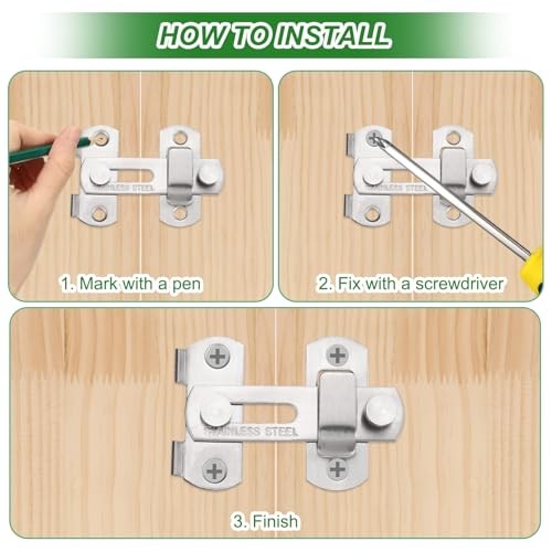 2-Pack Flip Latch Gate Latch 3in, Slide Locks | Stainless 3 Inch Matte White