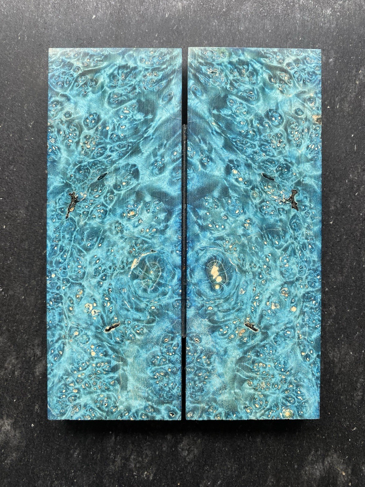 Dyed Box Elder Book Matched Knife Scales 4.98” x 1.76” x .40”