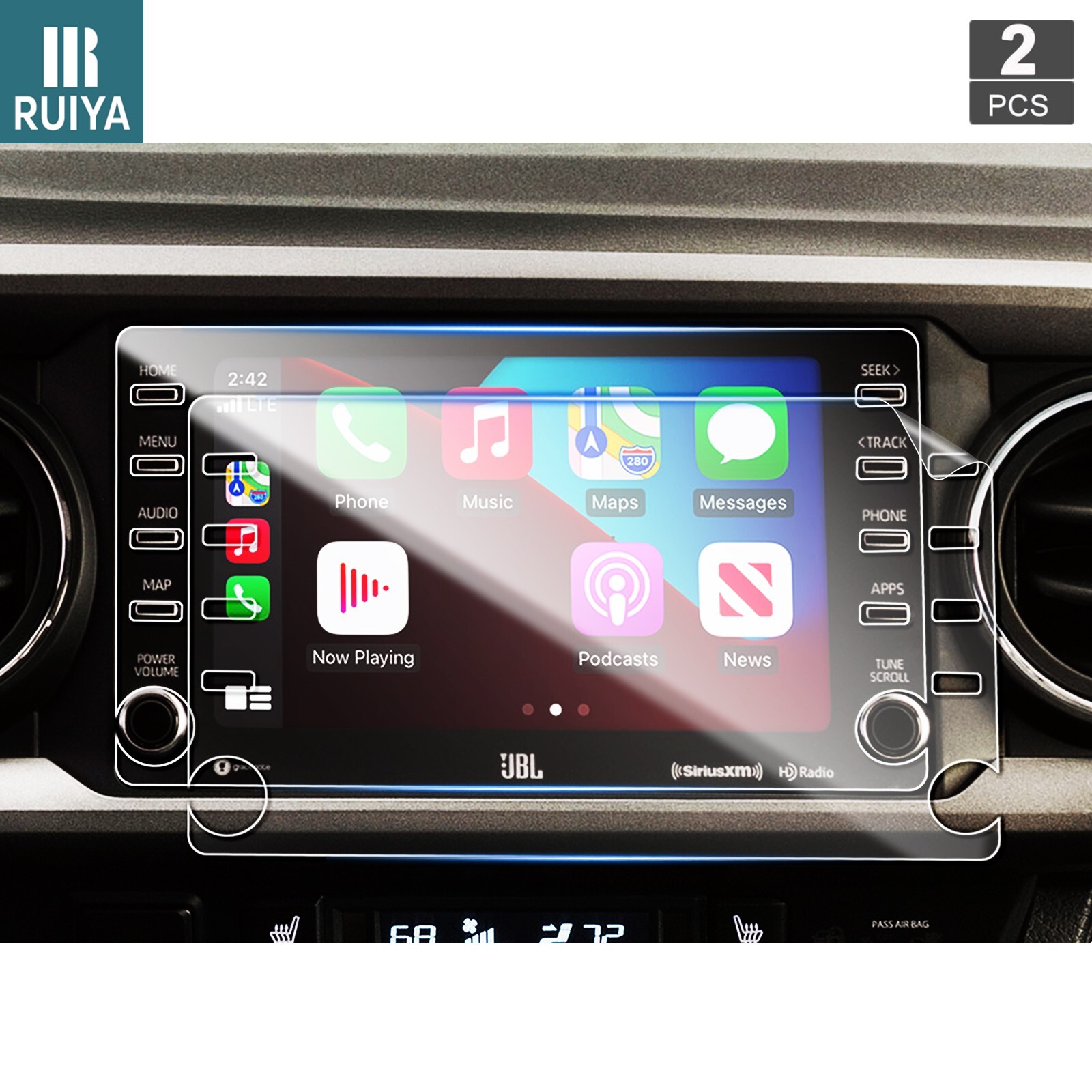 RUIYA Car Touch Screen Protector 2 PCS PET Film 8-in For 2020-2023 Toyota Tacoma