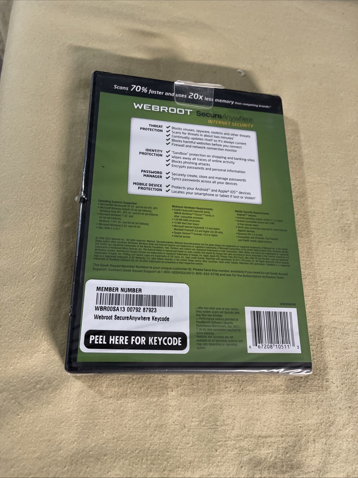 Webroot Secure Anywhere Internet Security DVD 2012 New Factory Sealed