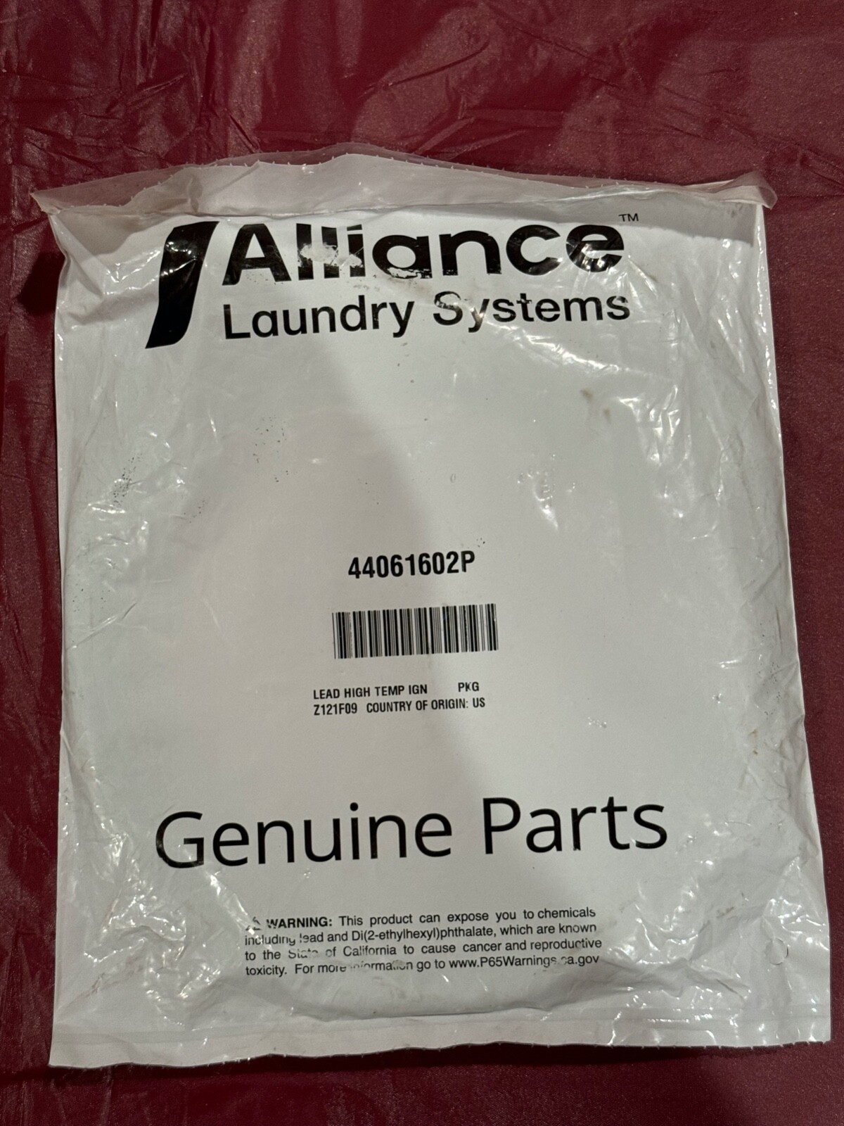Alliance 44061602P Lead High Temperature Ignition Wire 48" Long. NEW