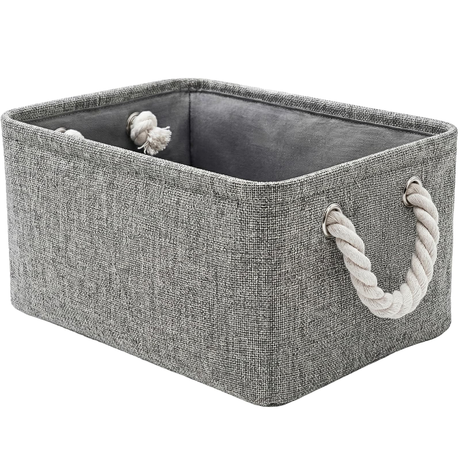 Storage Bins for Shelves - 11.8x7.9x5.2 inch Grey Small Storage Baskets for O...