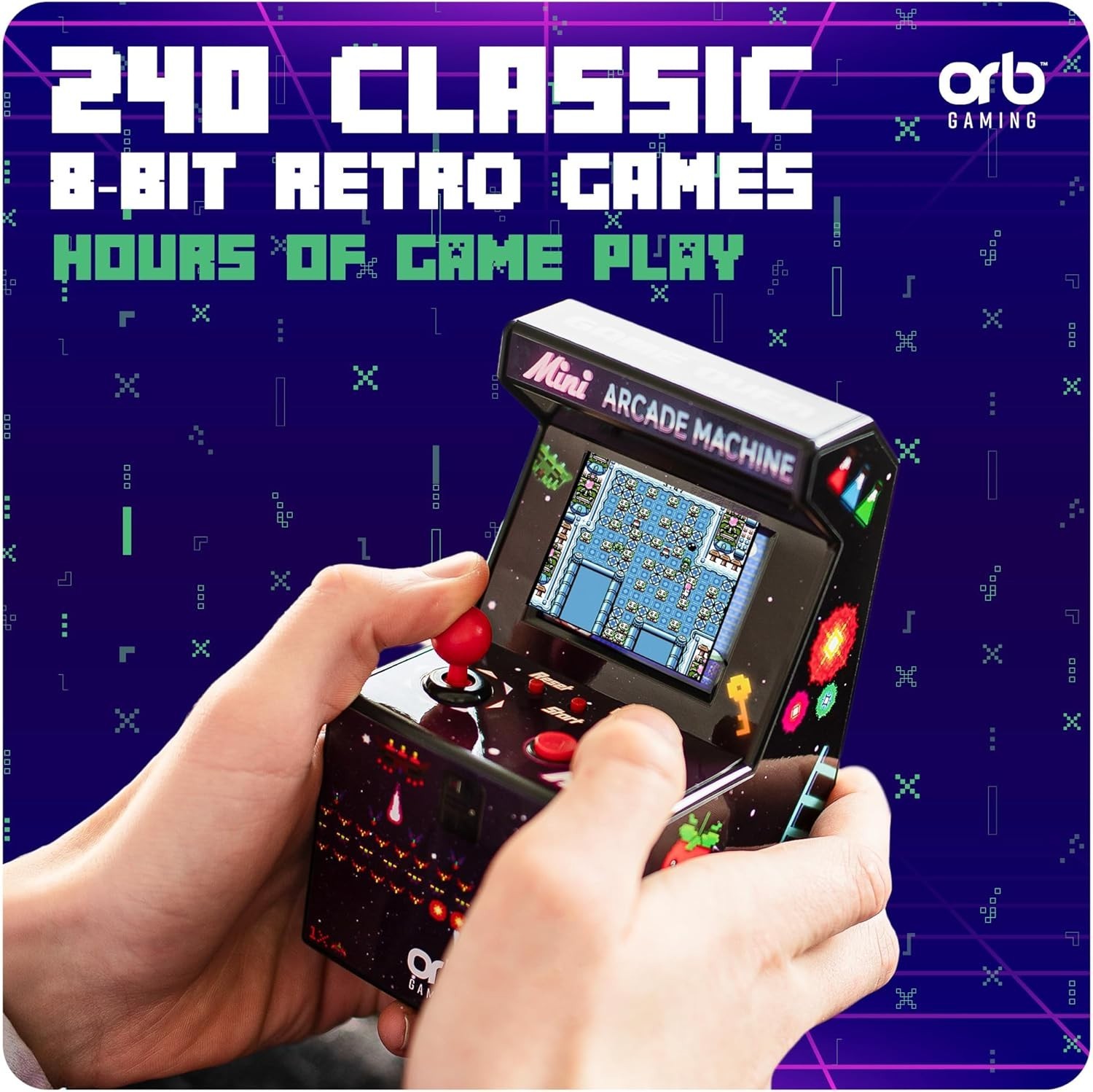 240 Built-In 8-Bit Arcade Games – Compact Handheld Console for Endless Fun