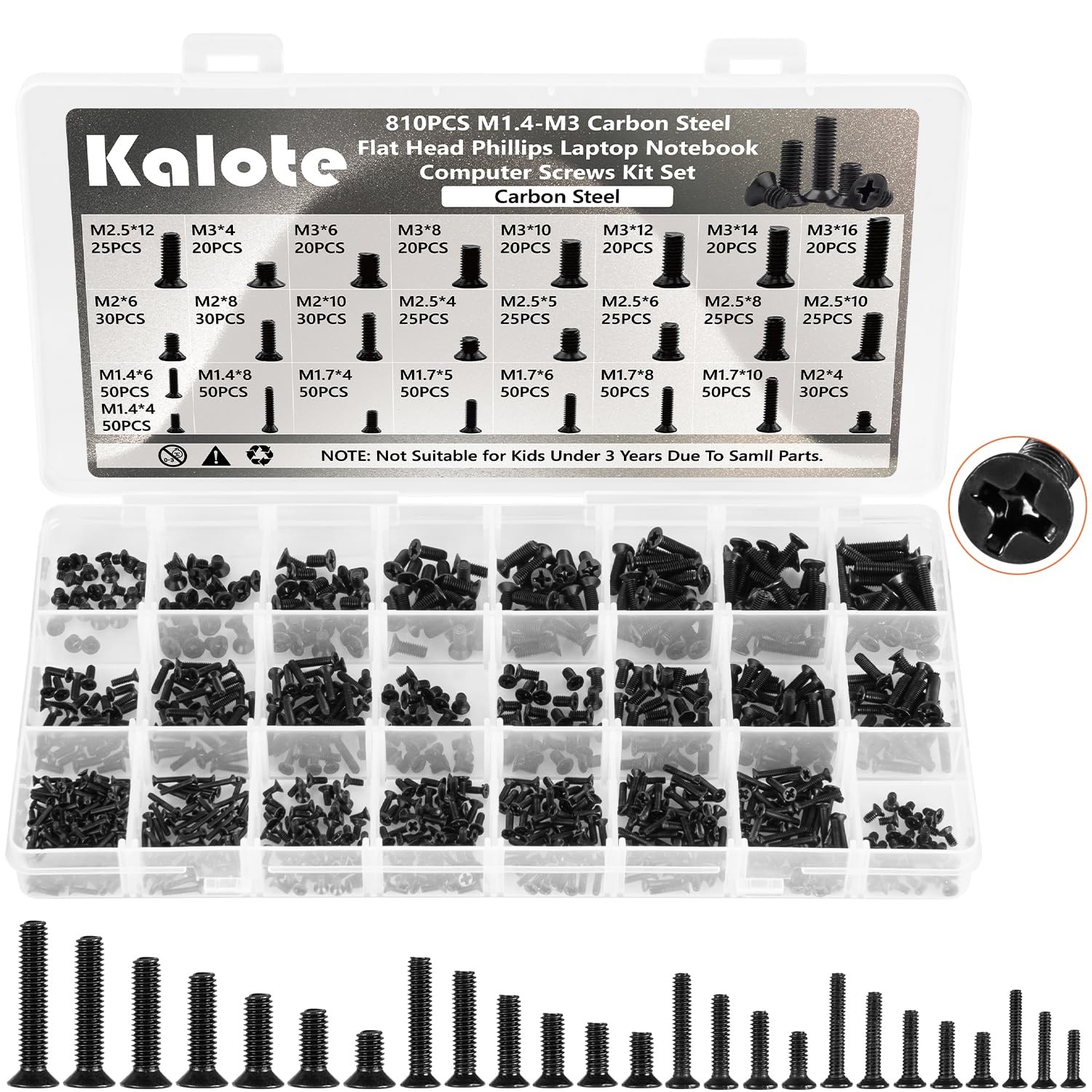 Laptop Screws Kit, 810Pcs Black 810pcs,