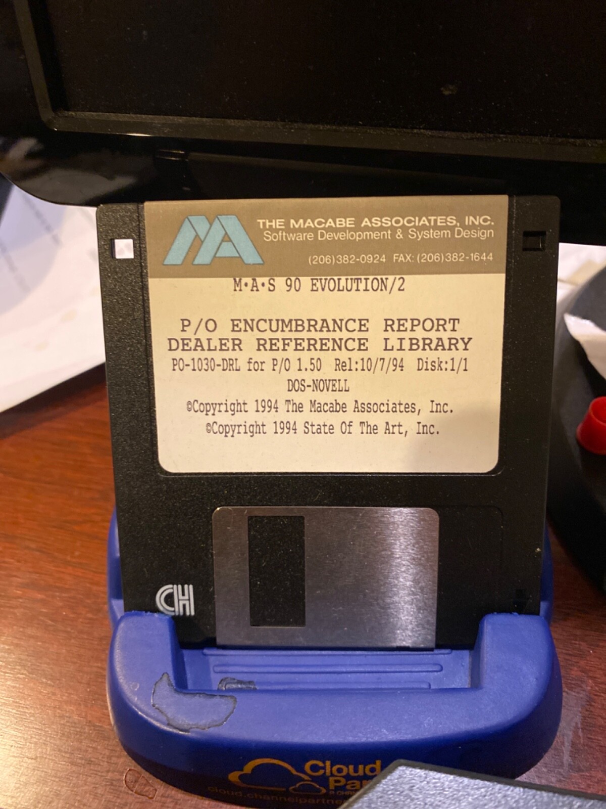 VINTAGE New And Unused MAS90 Evolution/2 1.50 P/O ENCUMBRANCE REPORT. NFR DISK