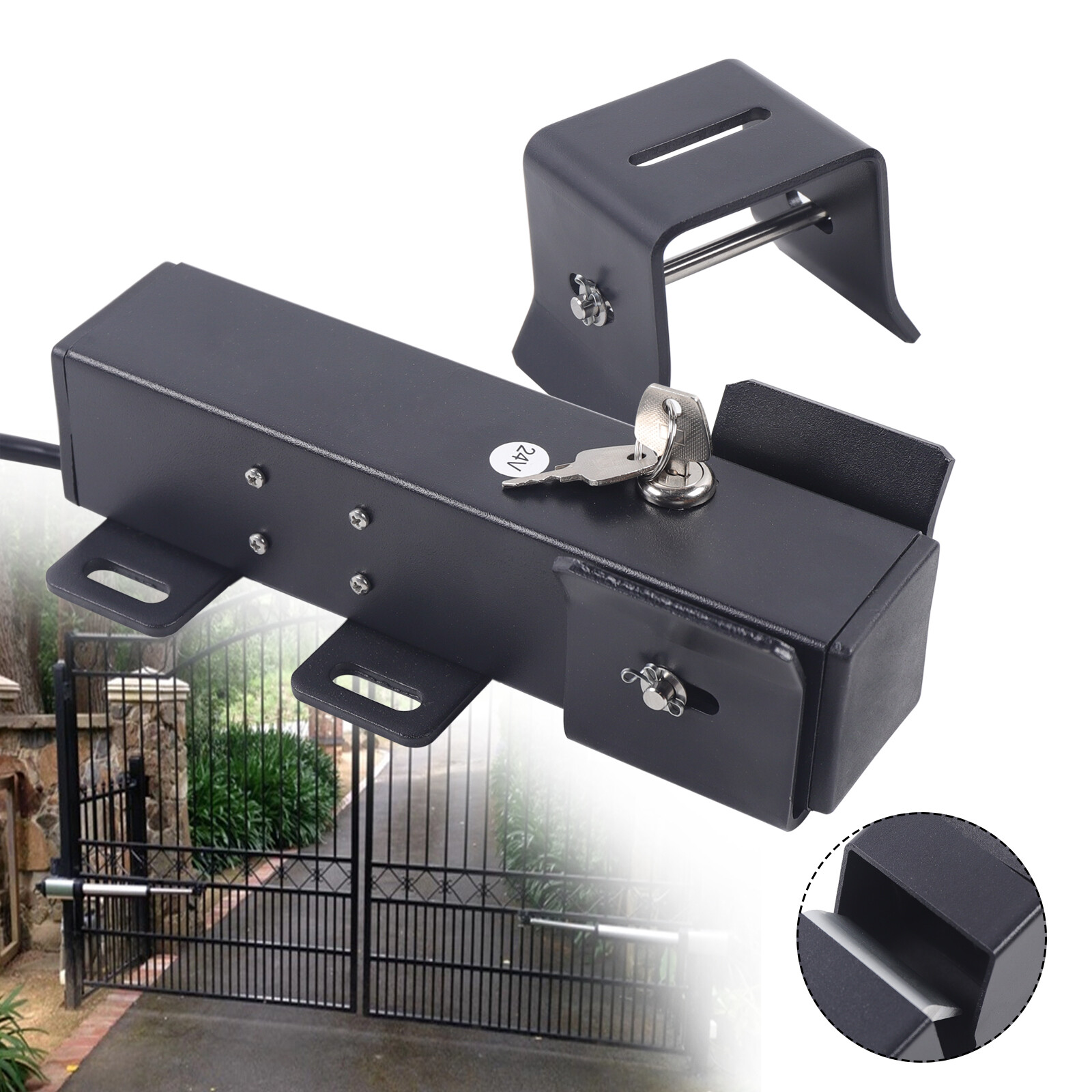 Black Electric Gate Lock Automatic Swing Sliding Gate Opener +Remote Control