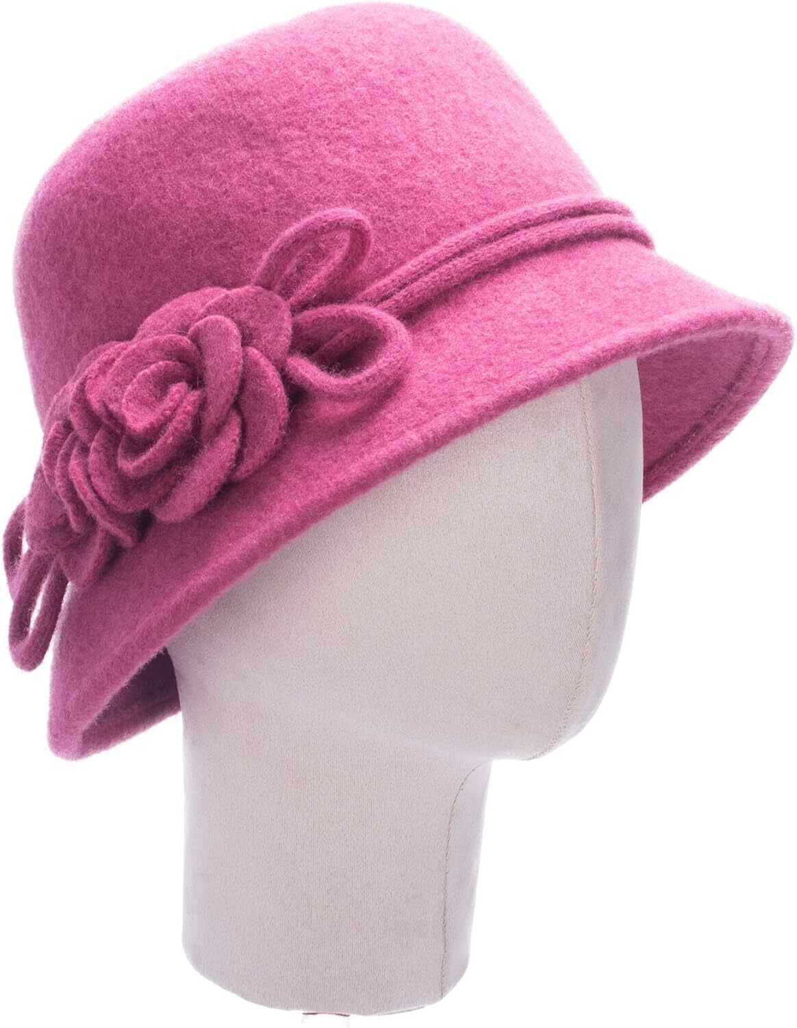 Lawliet Womens Retro Collapsible Soft Knit Wool One Size-X-Large, Dark Pink