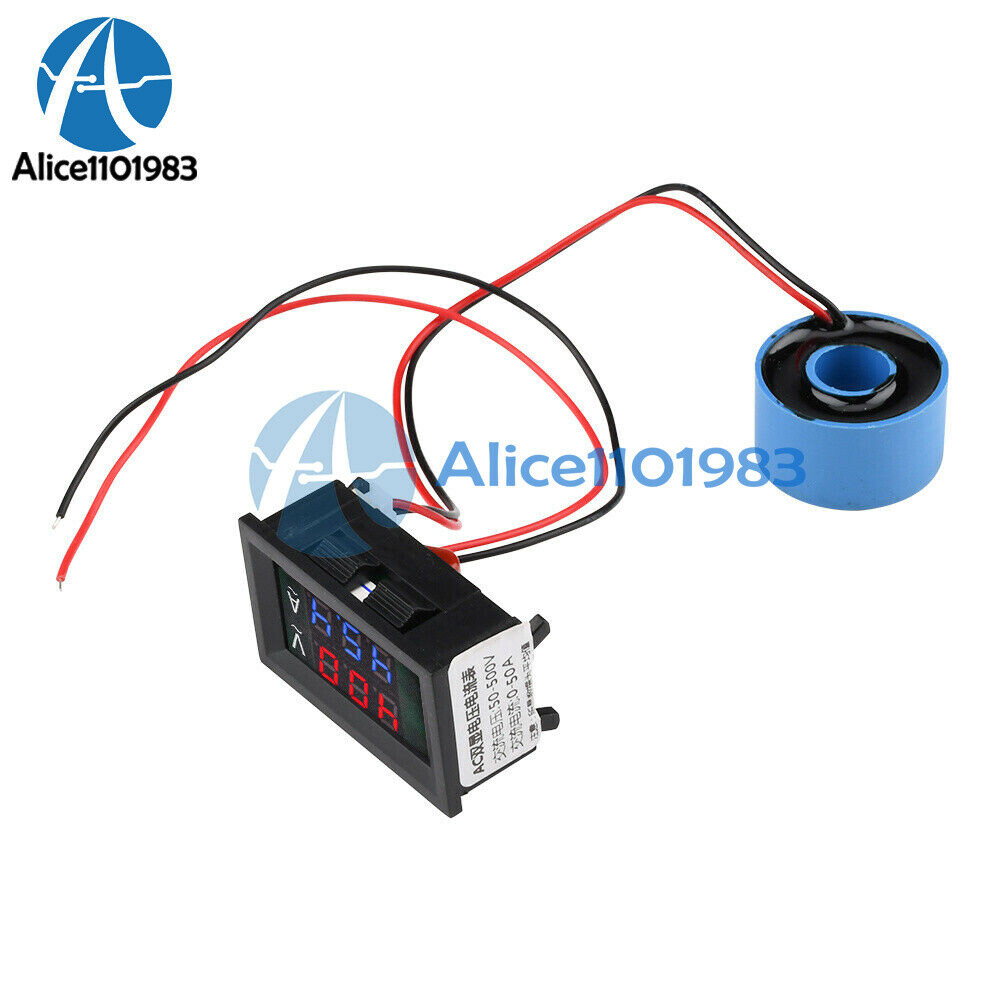 Voltmeter Current Voltage Amp Meter Hall Effect Sensor AC50-600V 10/50/100A