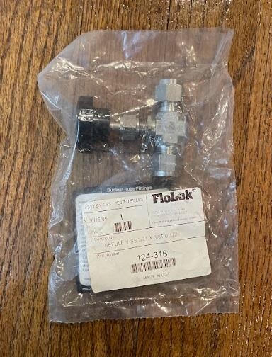 SSP FLOLOK 124-316 Stainless Steel Needle Valve – 3/8" Tube Fittings, 6000 PSI