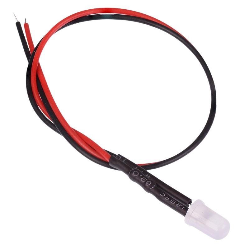10 x Green 5mm LED Prewired White Diffused Lens 12V