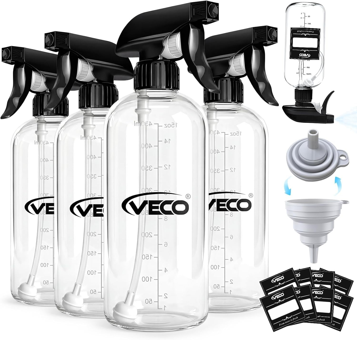 500Ml (17Oz) Graduated Spray Bottles, -Pack — 360° Any-Angle Spraying for Easy D