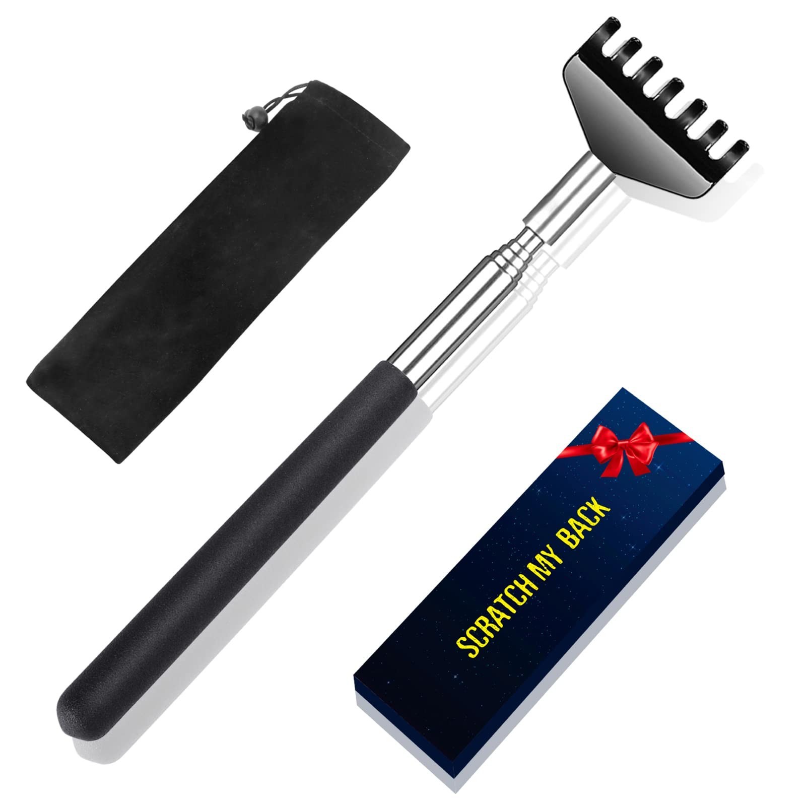 Back Scratcher with Gift Bag - Portable Metal Stainless Steel Telescoping Mas...