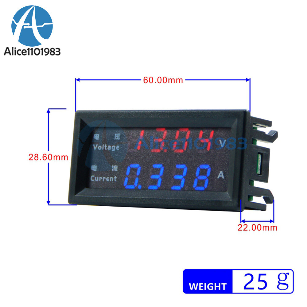 1/2/5/10PCS 4-Digital Dual LED DC0-200V 10A Voltmeter Current Ammeter M4430