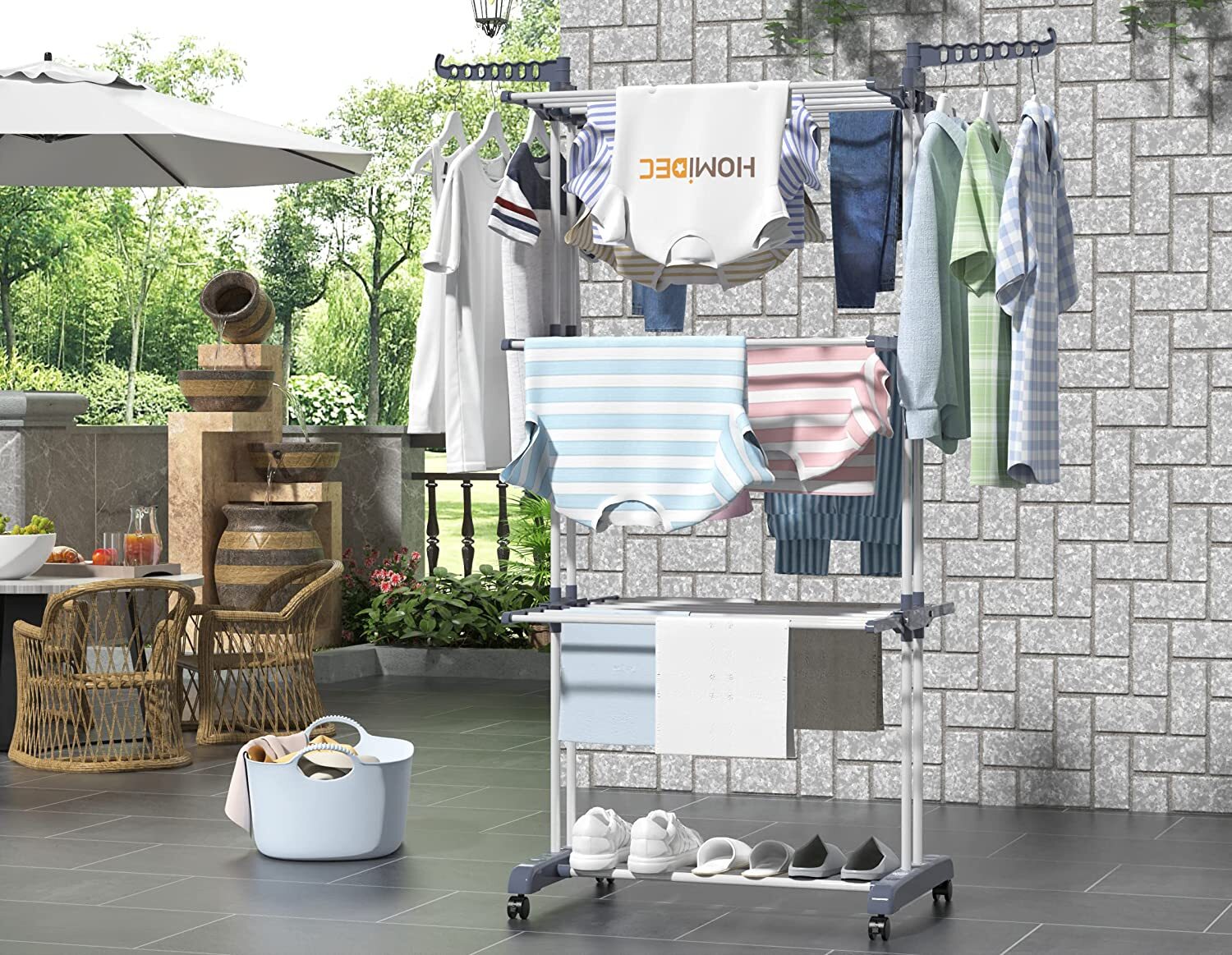 Folding Clothes Drying Rack Stainless Steel Laundry Rack Storage Stand Portable