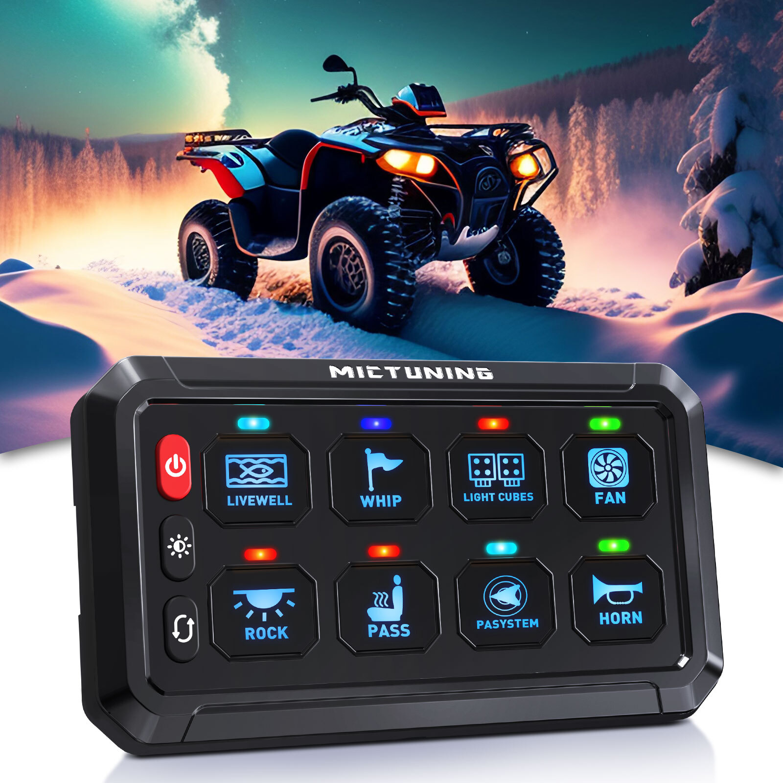 MICTUNING 8 Gang Switch Panel LED Circuit Control Relay System Box Truck Marine