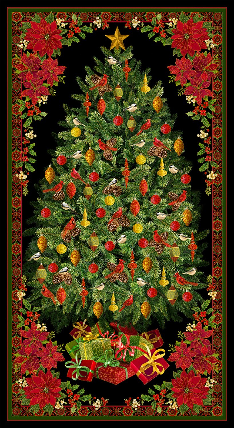 2/3 YDS Timeless Treasures Joyful Seasons Christmas Panel QUILT, SEW, FABRIC