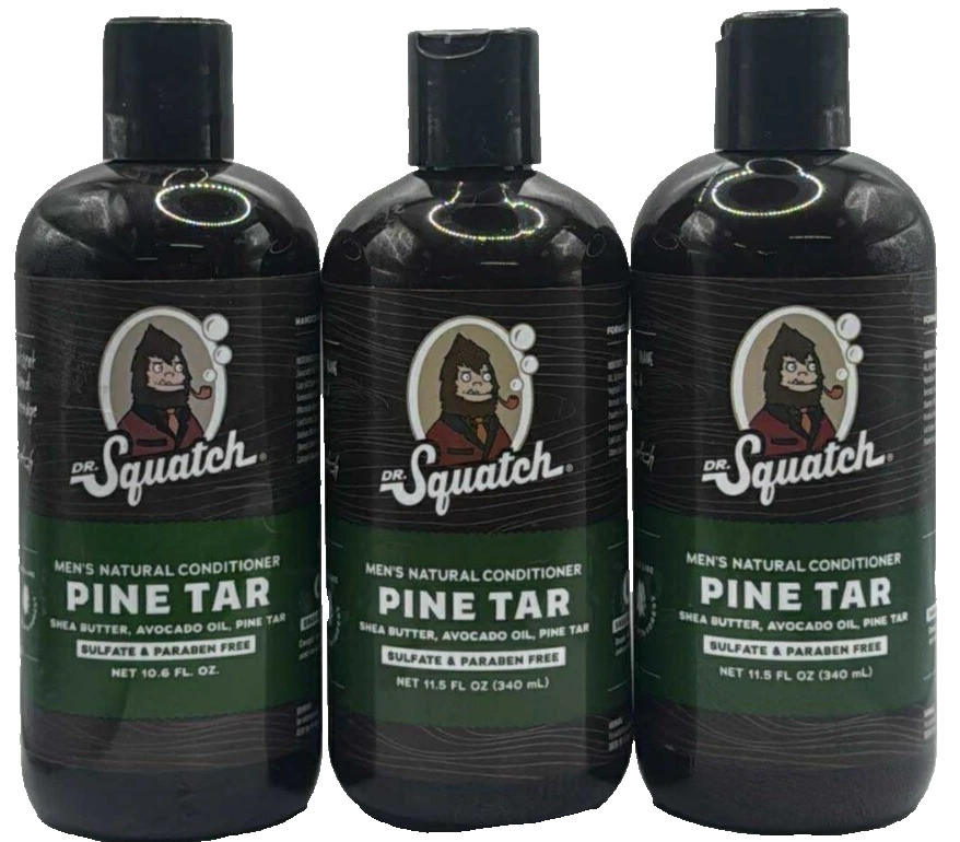 3PK Dr Squatch Mens Natural Conditioner ~ PINE TAR ~ 11.5 FL OZ EACH ~ SEALED