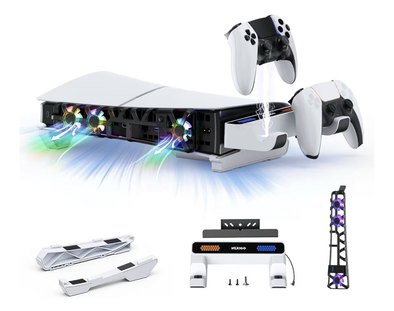 NexiGo Horizontal Charging Dock Kit for PS5 Slim Dual Controller Fast Charger