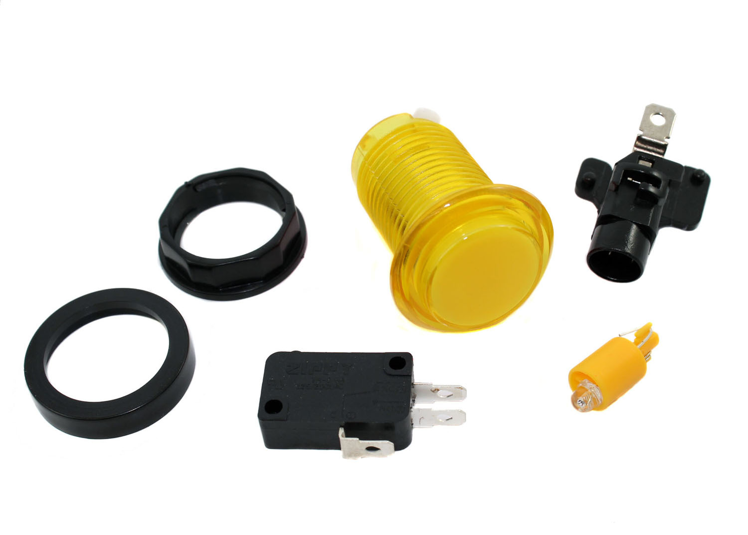 Yellow LED Arcade Pushbutton with Translucent Bezel
