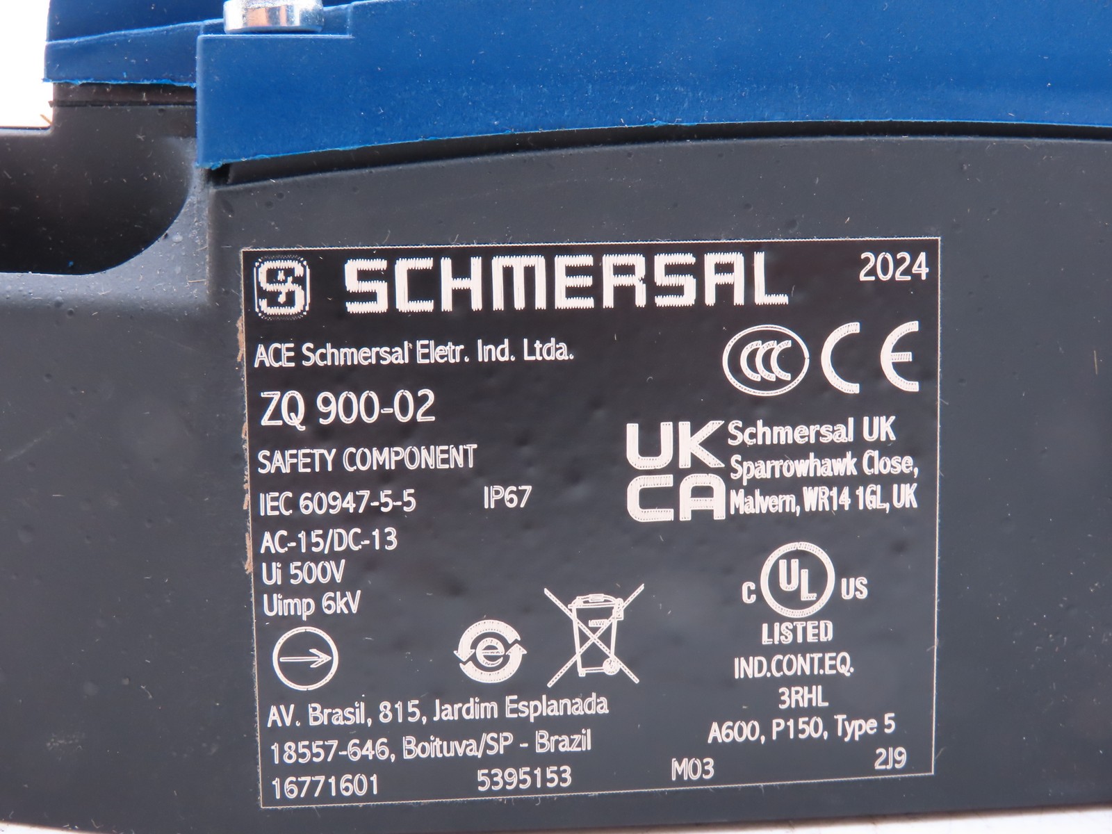 Schmersal ZQ 900-02 Emergency Cable Pull Switch E-Stop 16771601
