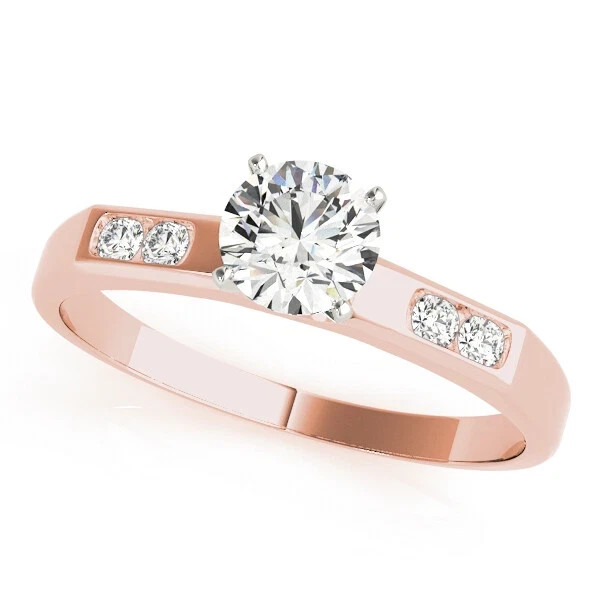 Round Cut Lab-Created 1.25 Ct VVS1 Diamond Engagement Ring 14K Rose Gold Finish