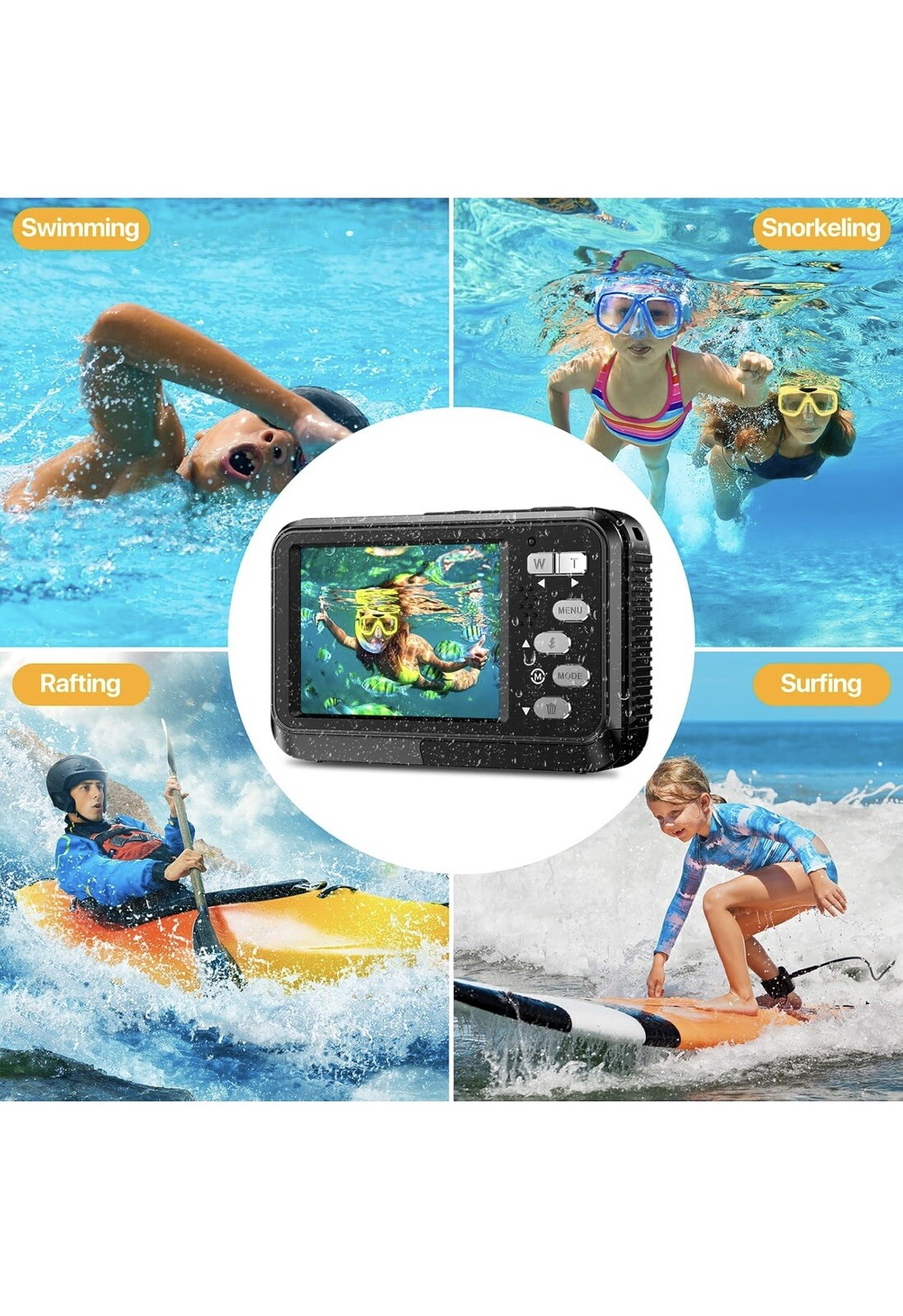 Underwater Camera 4K Dual Screen Waterproof Camera
