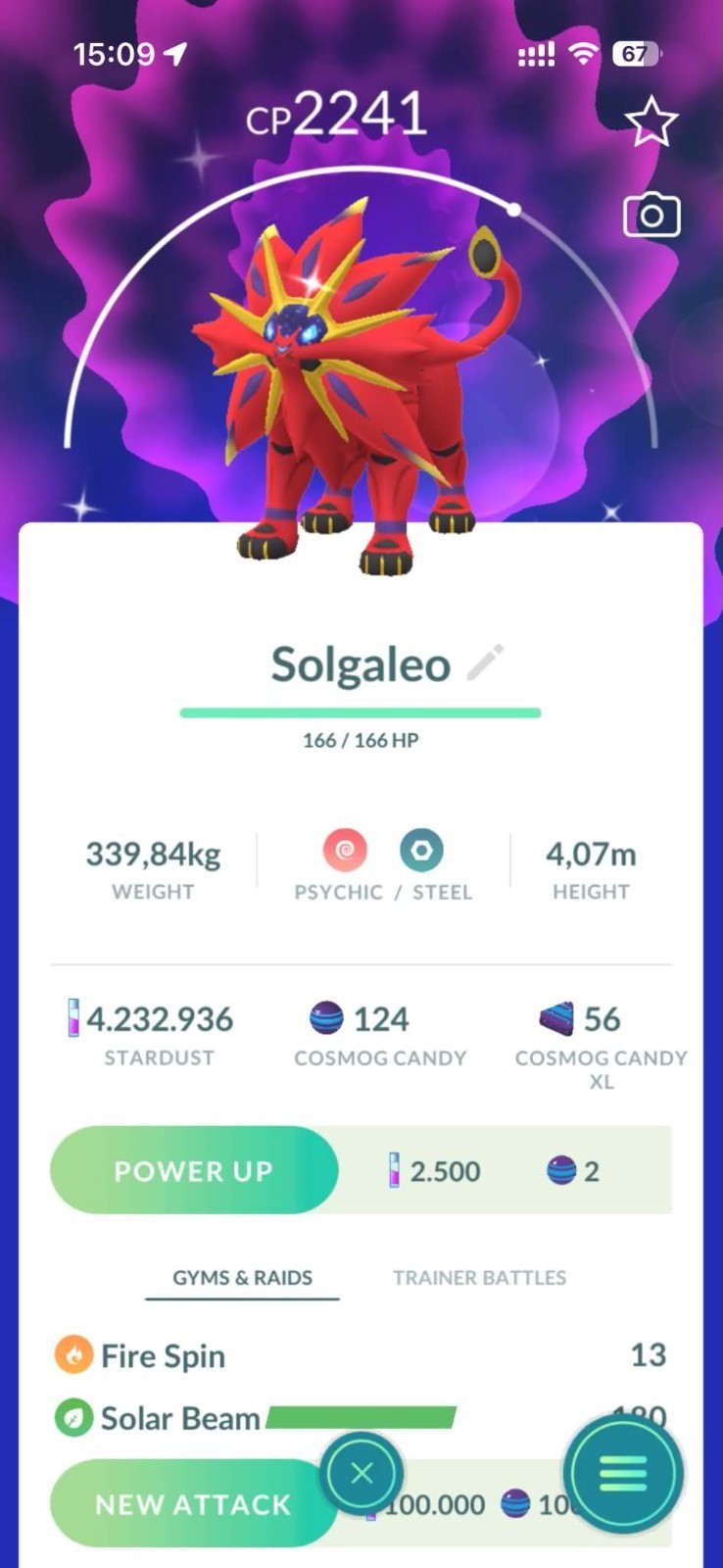 Pokémon Go - Shiny Solgaleo - Trade Unregistered 1 Million Stardust