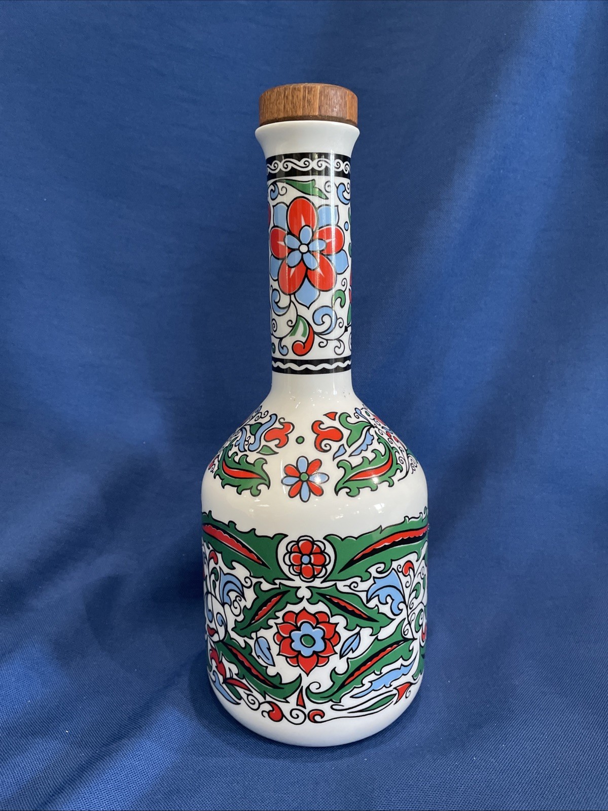 Vintage Metaxa Hand Made Porcelain Decanter / Vase with Cork Stopper Greece -EUC
