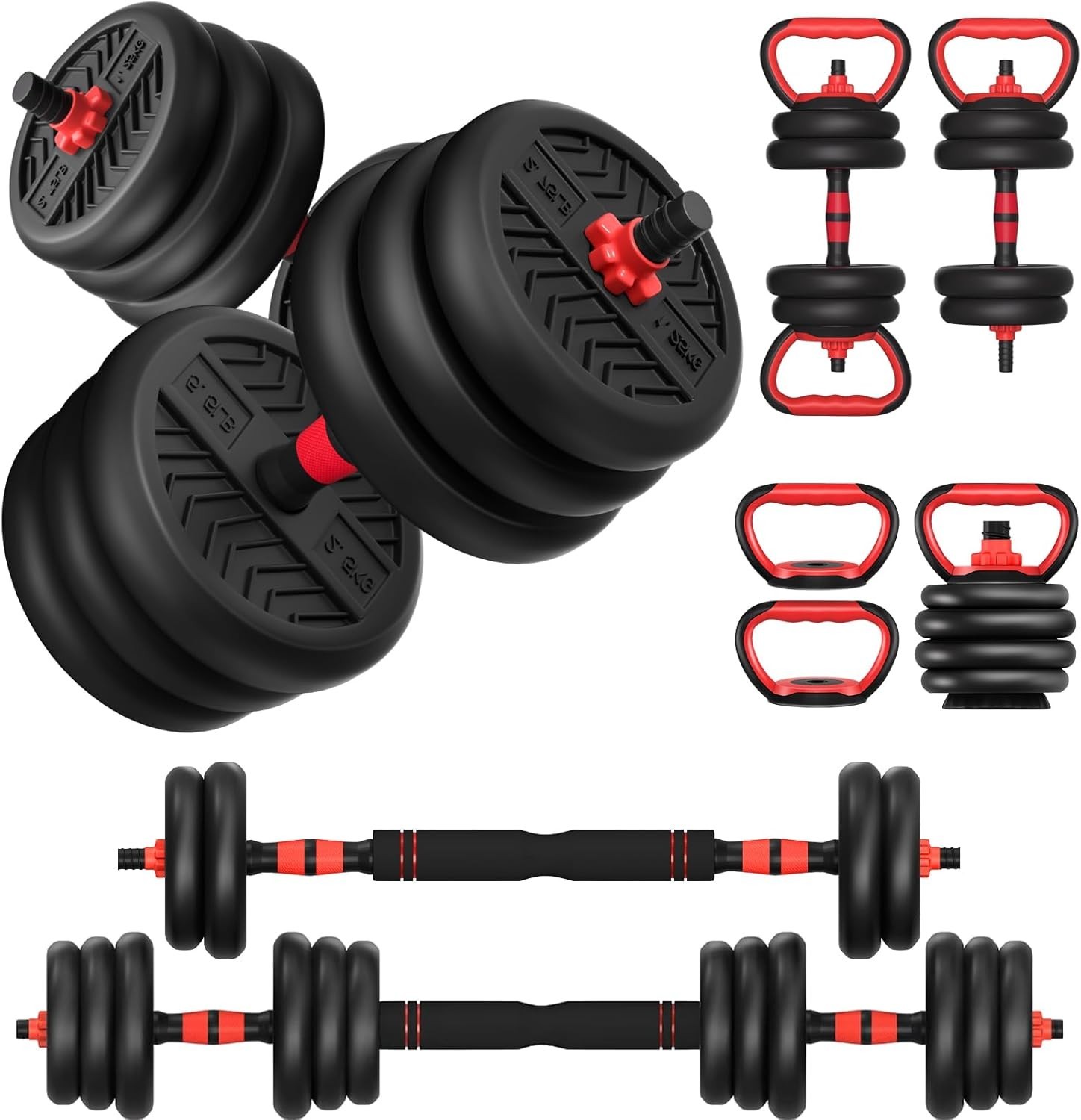 Mancuernas Ajustables 4 en 1 Set de 20/30/40/60/80lbs para Gimnasio en Casa