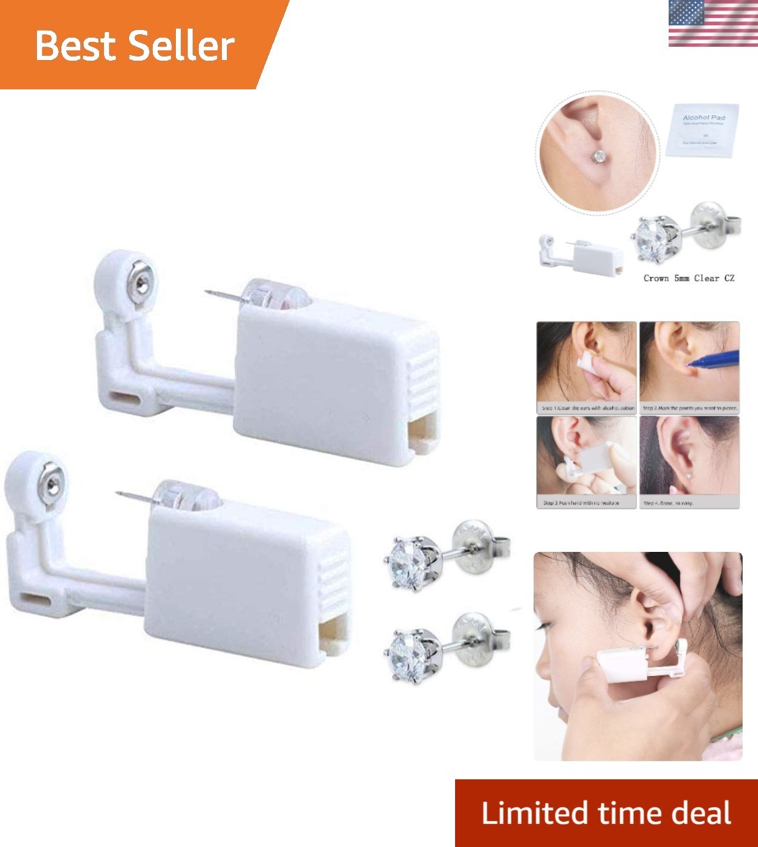 Self Ear Piercing Gun Kit - Painless, Safe, and Portable Piercing Solution