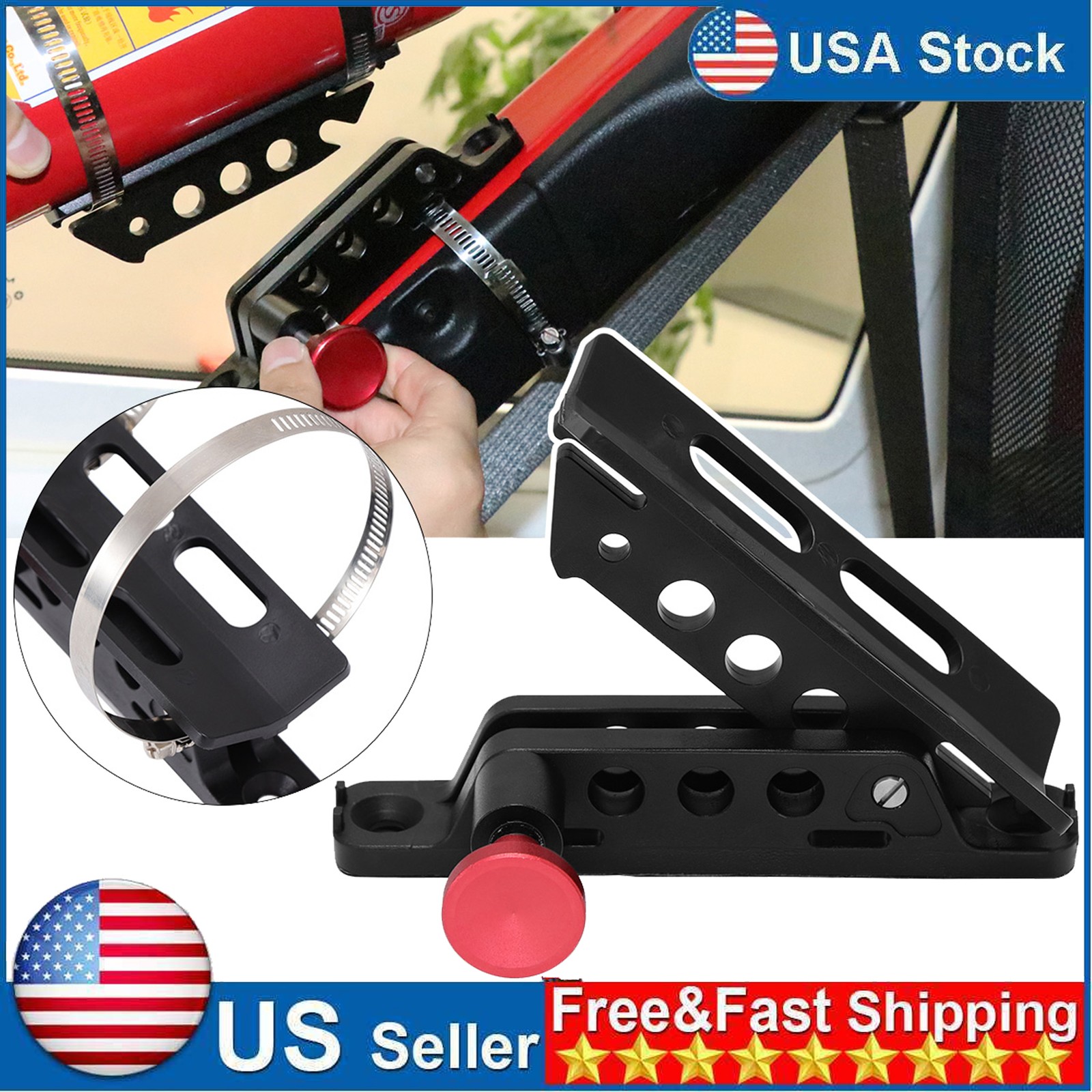 Universal Adjustable Roll Bar Fire Extinguisher Mount Holder For Jeep Wrangler