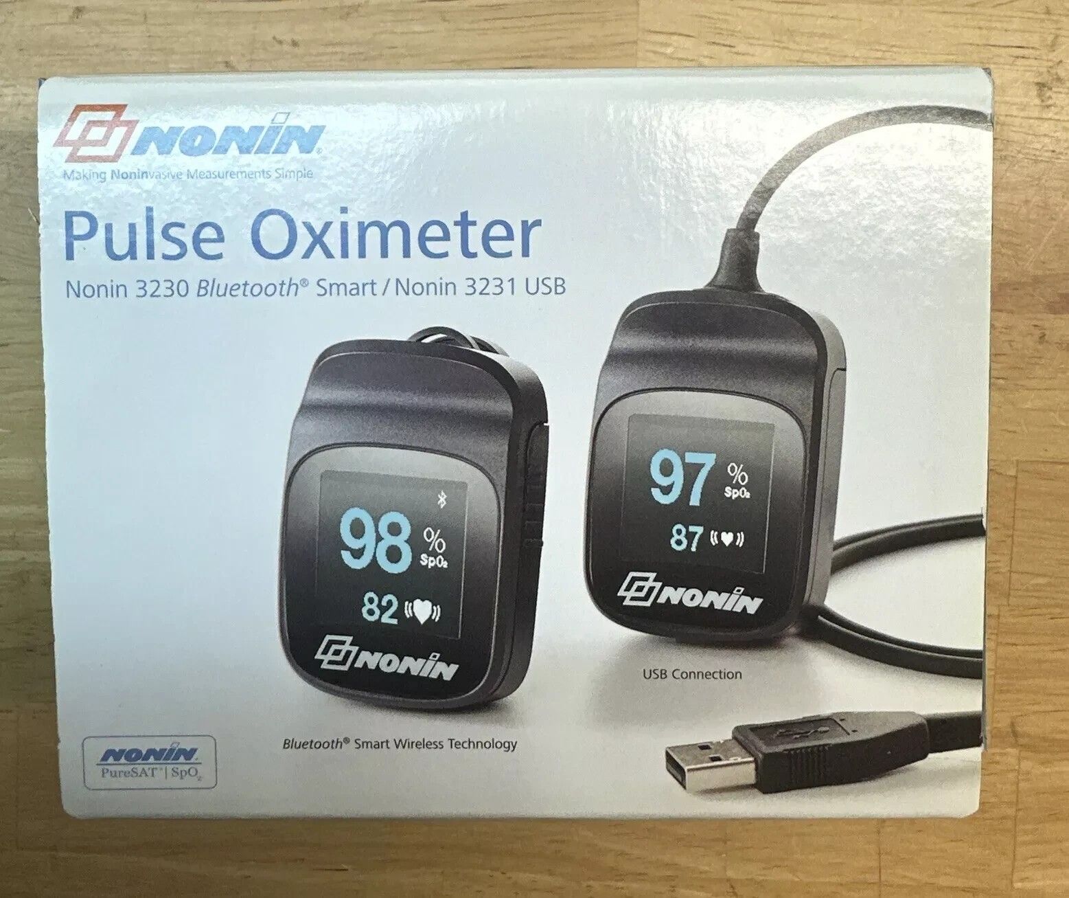Nonin 02 Meter Model 3230 Bluetooth Smart Pulse Oximeter Device