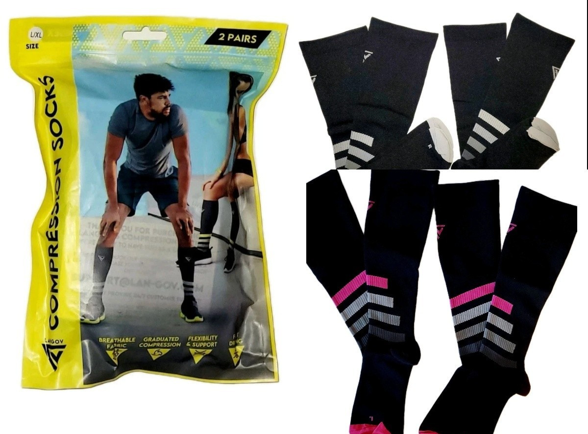 Unisex Compression Socks, LANGOV Compression Socks For Women & Men Circulation