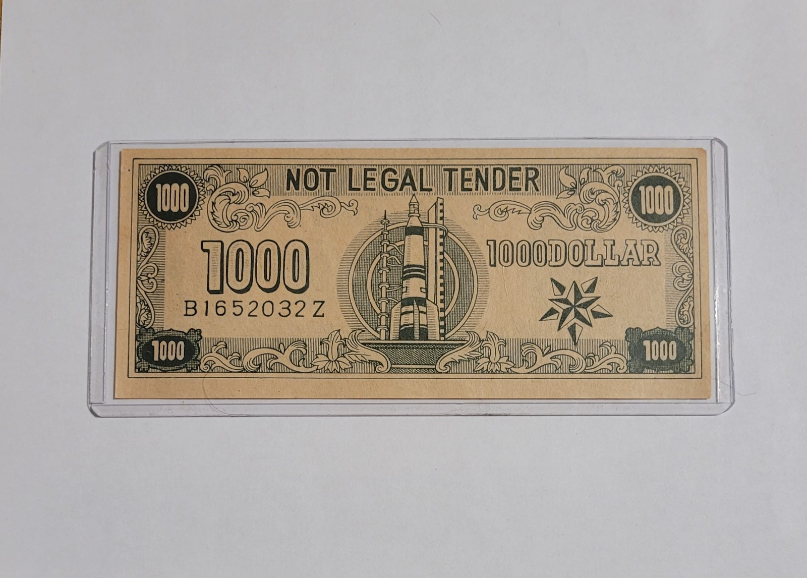 RARE Antique Japan ~ 1960’s  Space Play Money ~ Rocket Ship & Astronaut $1000
