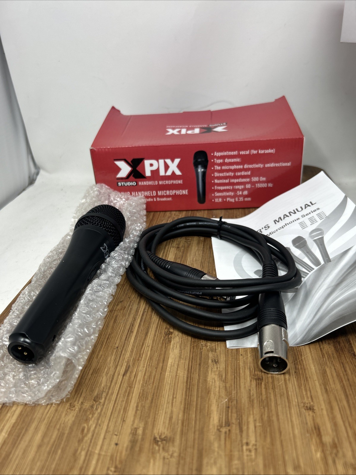 Dynamic Microphone Vocal Studio Handheld  & Cable 60Hz to 15kHz XPIX