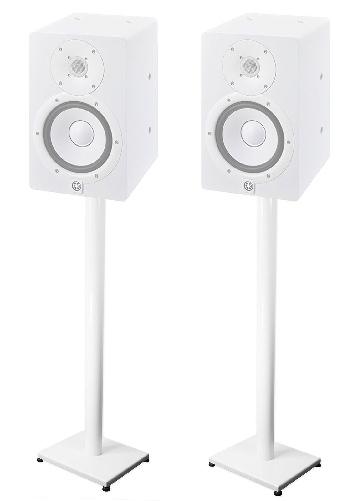 Pair 37” Steel White Stands For Yamaha HS7 Studio Monitors Robust Metal Poles