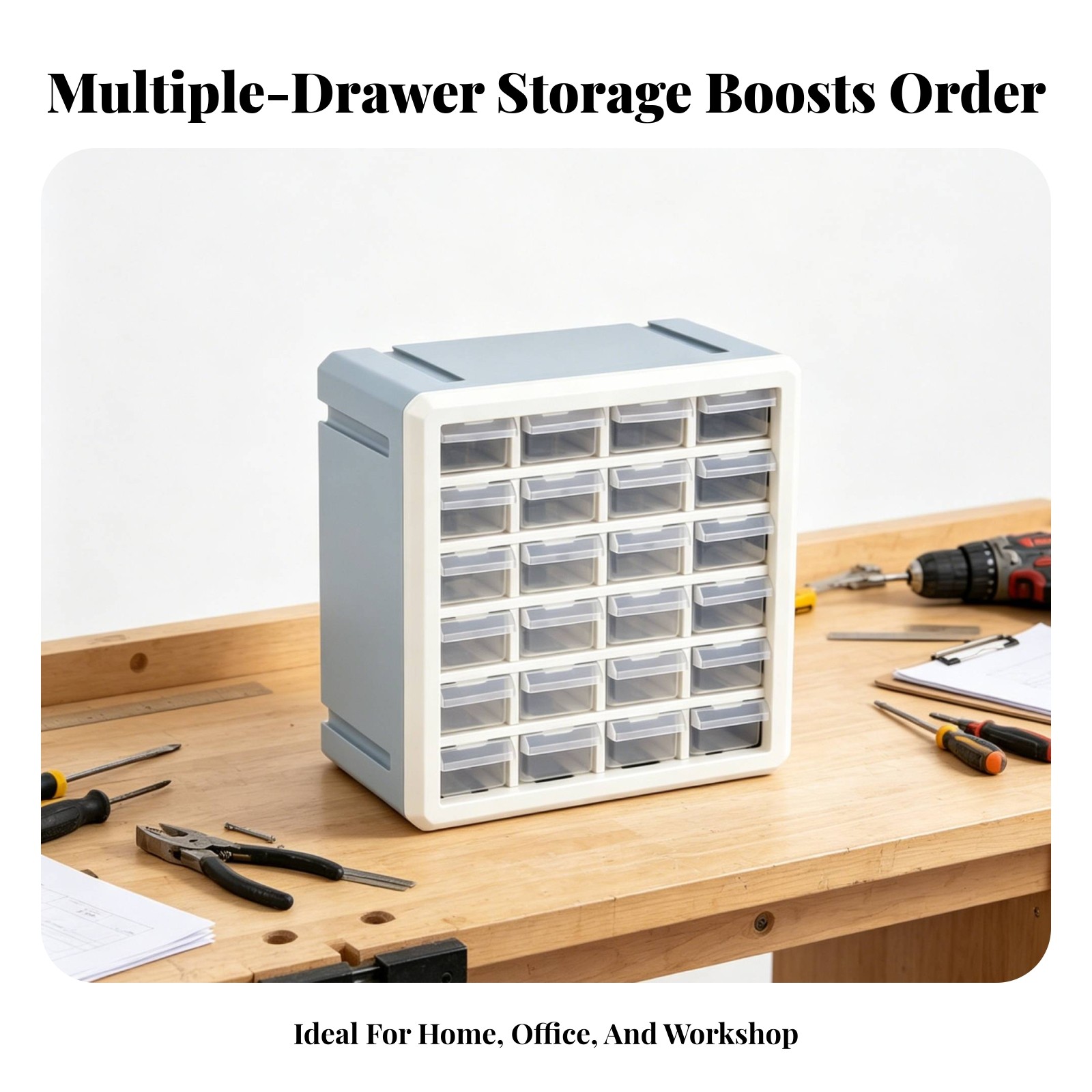 24-Compartment Drawer Cabinet Compact Tabletop Parts Organizer